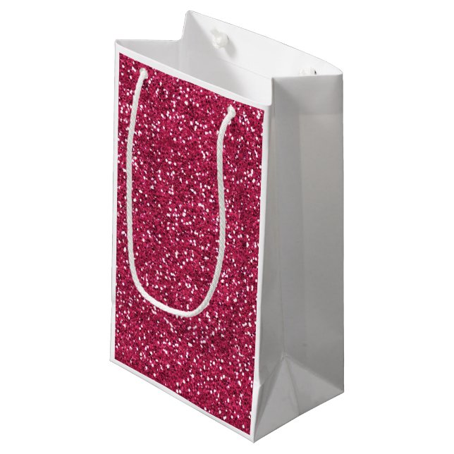 Bolsa De Regalo Pequeña Purpurina rosado elegante (Angulo Anverso)