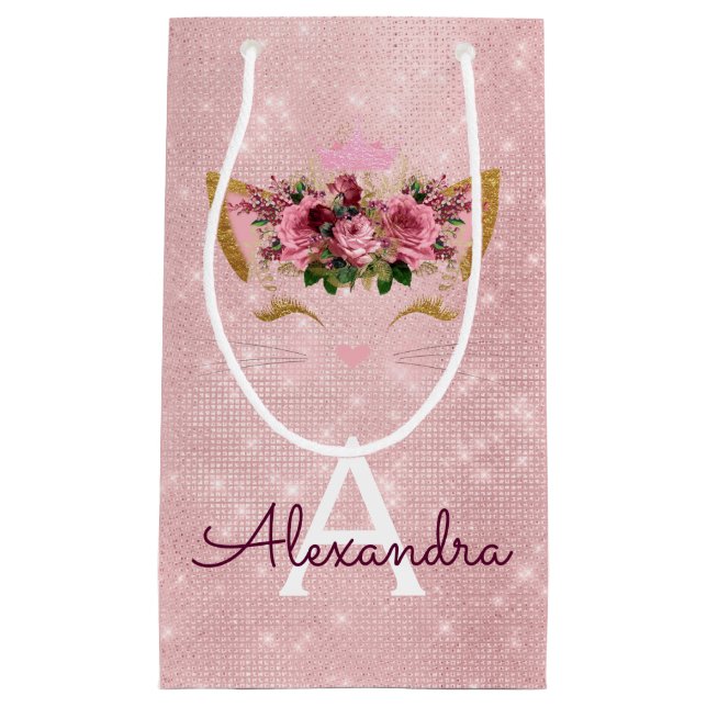 Bolsa De Regalo Pequeña Purpurina rosado Rubor Rosa Kitten (Anverso)
