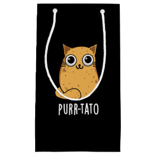 Bolsa De Regalo Pequeña Purr-tato Funny Cat Potato Pun Dark BG