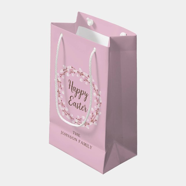 Bolsa De Regalo Pequeña Pussy Willow Feliz Pascua (Cute Pink Pussy Willow Happy Easter Small Gift Bag)