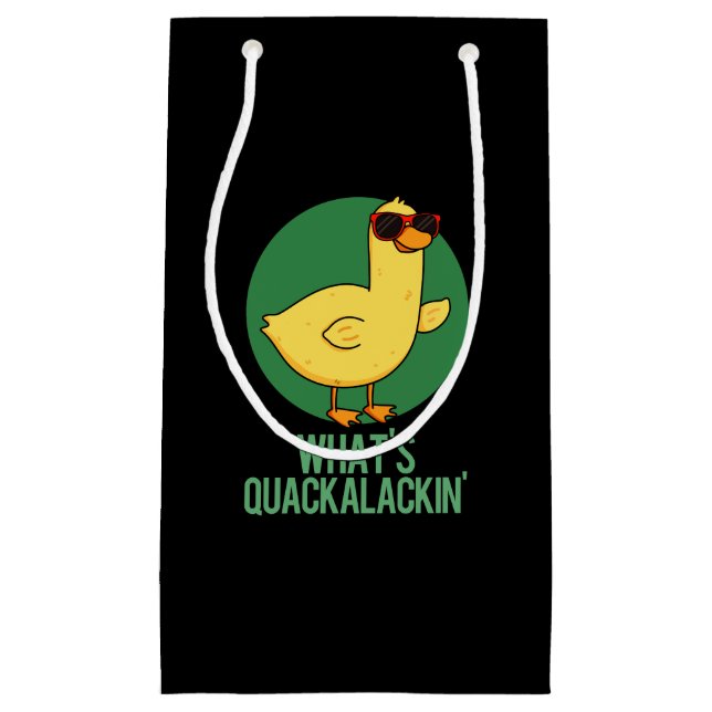 Bolsa De Regalo Pequeña Qué es Quackalackin Gracioso Pun Dark BG (Anverso)