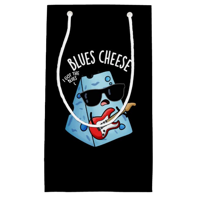 Bolsa De Regalo Pequeña Queso azul queso gracioso comida Pun oscuro BG (Anverso)