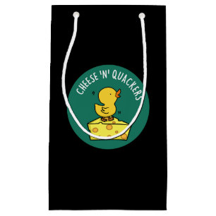 Bolsa De Regalo Pequeña Queso Y Quackers Funny Duck Pun Dark BG