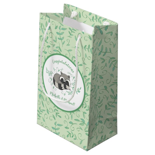 Bolsa De Regalo Pequeña Raccoon Baby Shower Woodland Animals (Angulo reverso)