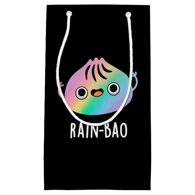 Bolsa De Regalo Pequeña Rain-bao Funny Rainbow Dimsum Bao Pun Dark BG (Anverso)