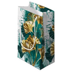 Bolsa De Regalo Pequeña Rama con hojas doradas Ginko Biloba