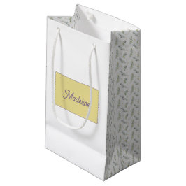 Bolsa De Regalo Pequeña Rama de olivo en verde salvia con monograma de nom