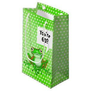 Bolsa De Regalo Pequeña Rana de cumpleaños 60 sobre puntos de polka