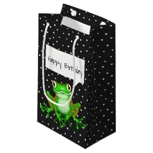Bolsa De Regalo Pequeña Rana verde con puntos de alfiler