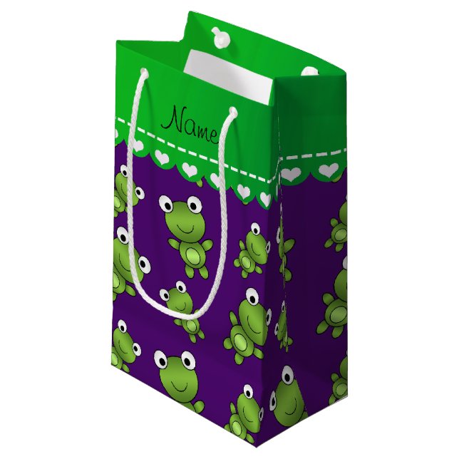 Bolsa De Regalo Pequeña Ranas púrpuras conocidas personalizadas (Angulo Anverso)
