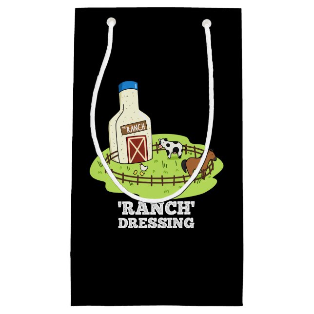Bolsa De Regalo Pequeña Rancho Vestido Gracioso Pun de Comida Oscuro BG (Anverso)