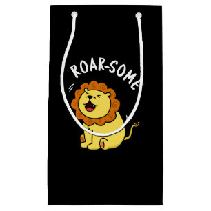 Bolsa De Regalo Pequeña Raro gracioso rugido de león Pun Dark BG