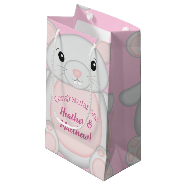 Bolsa De Regalo Pequeña Ratón Baby Shower Pink (Angulo Anverso)