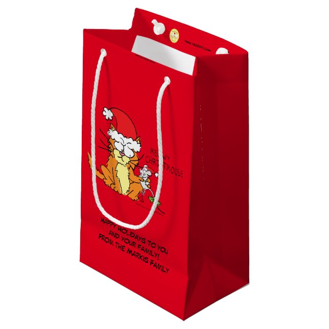 Bolsa De Regalo Pequeña Ratón raso de Personalizado gracioso Navidades (Angulo Anverso)