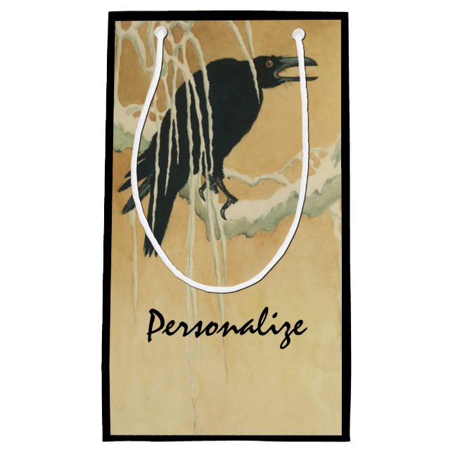 Bolsa De Regalo Pequeña Raven en una rama de árbol (Anverso)