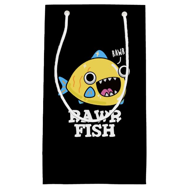 Bolsa De Regalo Pequeña Rawr Fish Funny Animal Pun Dark BG (Anverso)