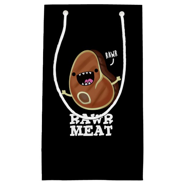 Bolsa De Regalo Pequeña Rawr Meat Funny Raw Meat Pun Dark BG (Anverso)