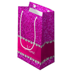 Bolsa De Regalo Pequeña Raya rosada de neón conocida de encargo de las