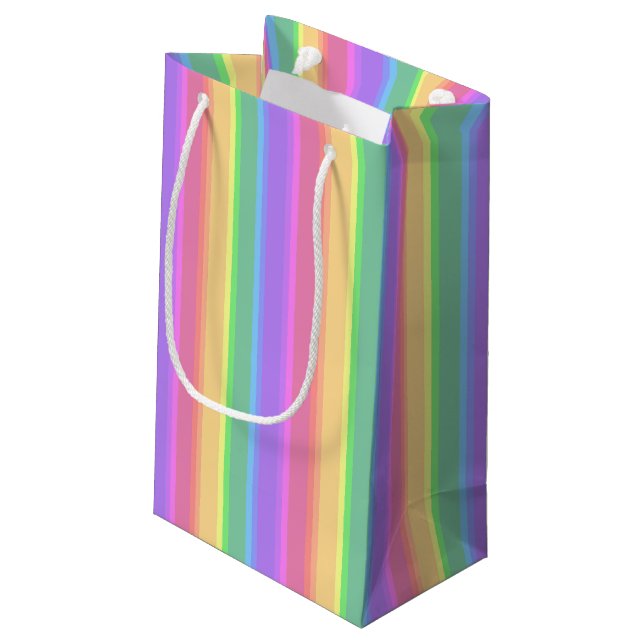 Bolsa De Regalo Pequeña Rayas arcoiris pastorales (Angulo reverso)