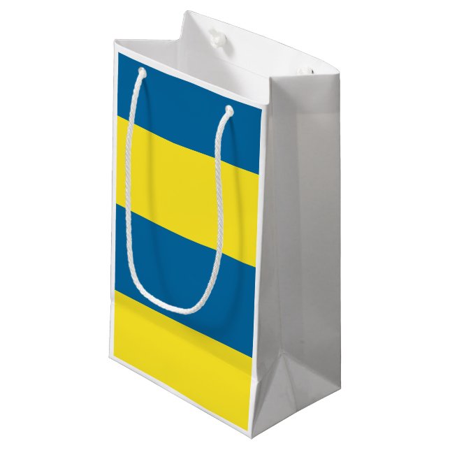 Bolsa De Regalo Pequeña Rayas | Azul y Amarillo | PERSONALIZABLE (Angulo Anverso)