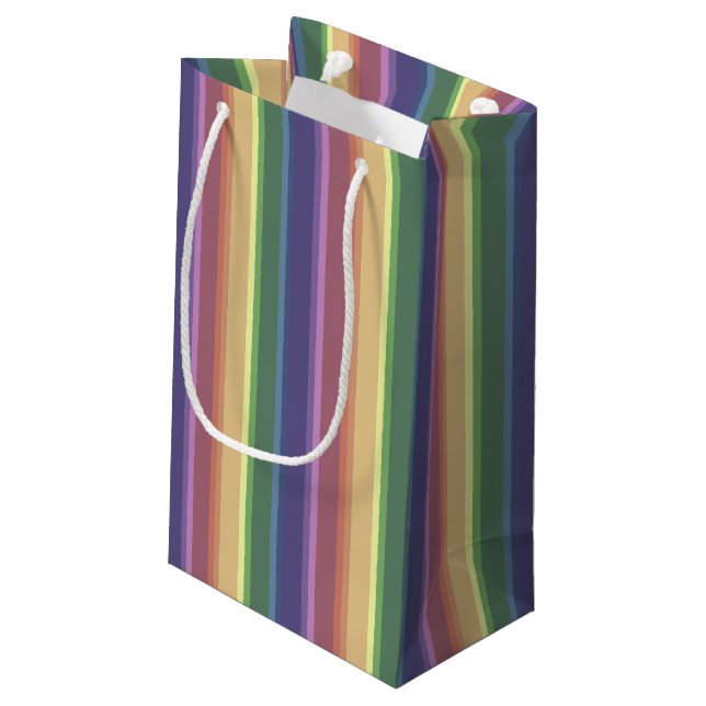 Bolsa De Regalo Pequeña Rayas de arco iris mudas (Angulo reverso)