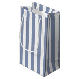 Bolsa De Regalo Pequeña Rayas de caramelo azul gris y blanco