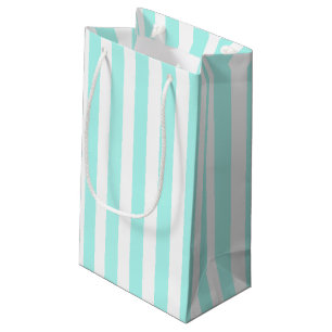 Bolsa De Regalo Pequeña Rayas de caramelo blanco y turquesa