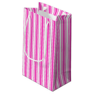 Bolsa De Regalo Pequeña Rayas de caramelos rosadas y blancas calientes