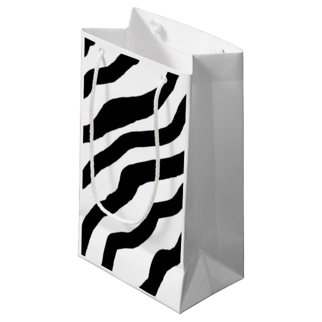 Bolsa De Regalo Pequeña Rayas de cebra en blanco y negro (Angulo Anverso)