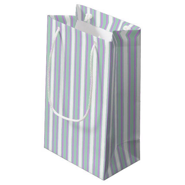 Bolsa De Regalo Pequeña Rayas de lila y de menta (Angulo reverso)