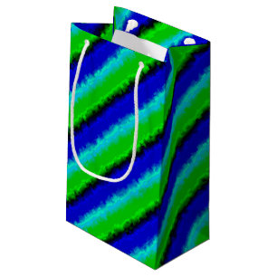 Bolsa De Regalo Pequeña Rayas de vidrio roto azul verdoso