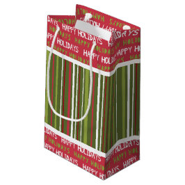 Bolsa De Regalo Pequeña Rayas rojas, blancas y verdes de los navidades