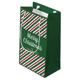 Bolsa De Regalo Pequeña Rayas Verdes Clásicas Feliz Navidad