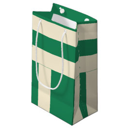 Bolsa De Regalo Pequeña Rayas verdes oscuras y blancas apagadas