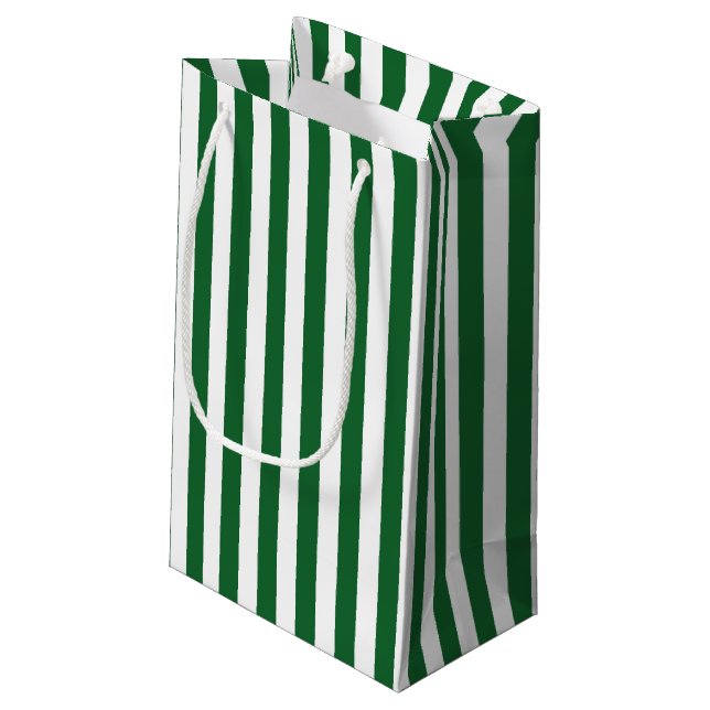 Bolsa De Regalo Pequeña Rayas verdes y blancas verticales (Angulo reverso)