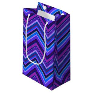 Bolsa De Regalo Pequeña Rayas zigzag azules y violetas