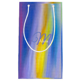 Bolsa De Regalo Pequeña Rayo moderno abstracto violeta y dorado