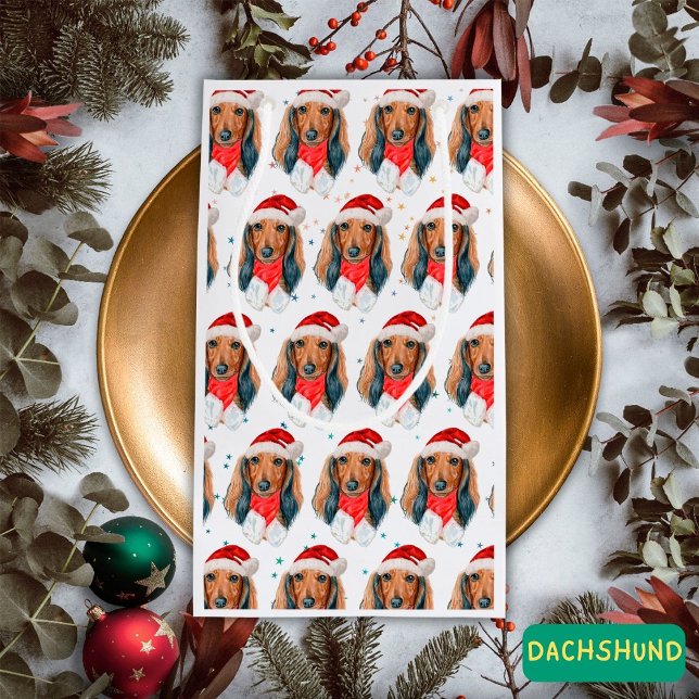 Bolsa De Regalo Pequeña Raza de perro Dachshund Navidad (Subido por el creador)