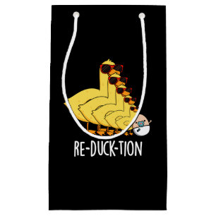 Bolsa De Regalo Pequeña Re-duck-tion Funny Animal Duck Pun Dark BG