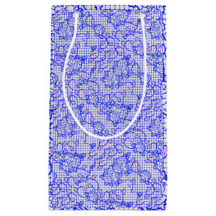 Bolsa De Regalo Pequeña Red azul luminosa con flores 02b Offwhite BG