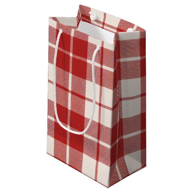 Bolsa De Regalo Pequeña Red Candy Cane Christmas Plaid (Angulo Anverso)