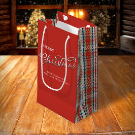 Bolsa De Regalo Pequeña Red Green Plaid Merry Christmas Personalizado