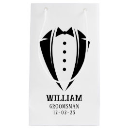 Bolsa De Regalo Pequeña Regalo Groomsman de Tuxedo negro y blanco moderno