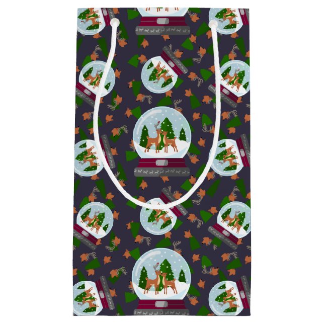 Bolsa De Regalo Pequeña Reindeer Snow Globes (Anverso)