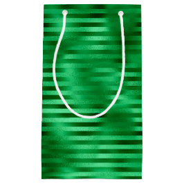 Bolsa De Regalo Pequeña Relieve metalizado rayado verde