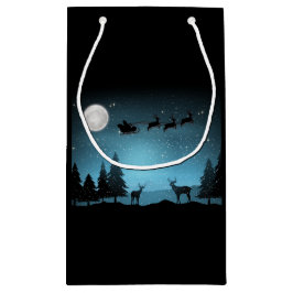 Bolsa De Regalo Pequeña Renos Adorables De Noche