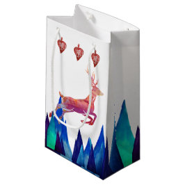 Bolsa De Regalo Pequeña Renos, montañas, juguetes de vacaciones