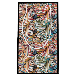 Bolsa De Regalo Pequeña Resumen de impresión de cebra colorida y divertida