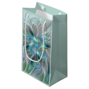 Bolsa De Regalo Pequeña Resumen de mariposa azul verde azul Fantasía arte 