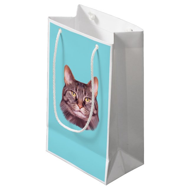 Bolsa De Regalo Pequeña Retrato de foto de gato (Angulo Anverso)
